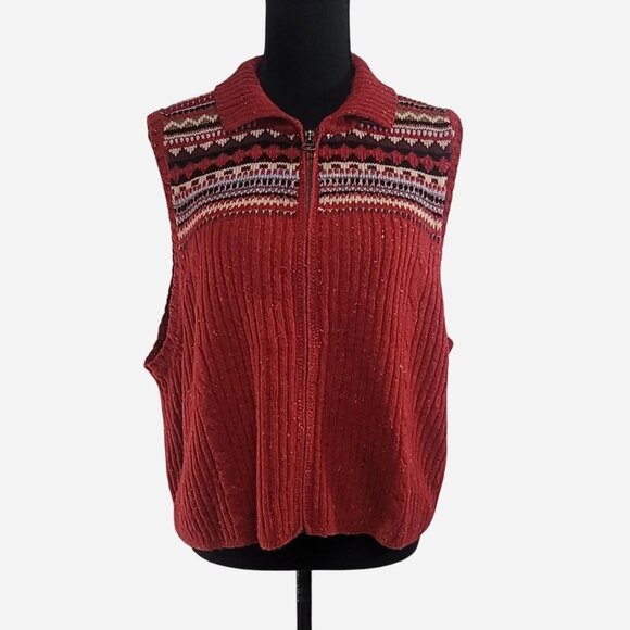 Red St. John's Bay Knit Sweater Vest | Classic - Picture 1 of 5